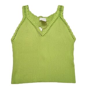 House of Harlow Bright Green Ribbed Knit Tank Top NWT Sz XS